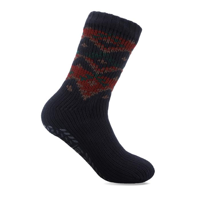 totes toasties® Mens Sherpa Lined Slipper Socks Navy Mix Extra Image 3